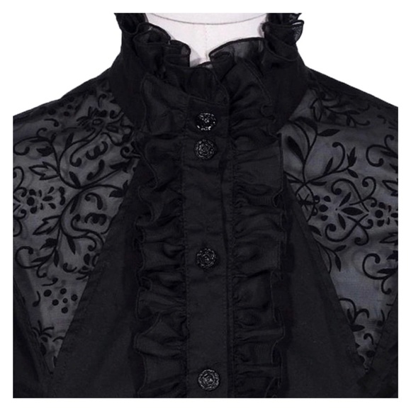 Victorian Lace Detachable Ruffle Collar Top - Picture 3 of 4